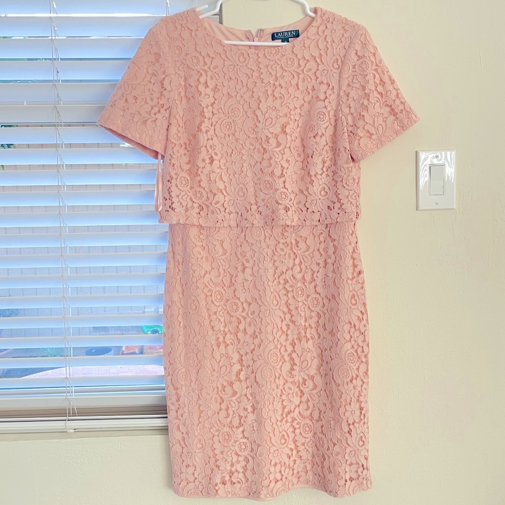Light pink lace cocktail dress Ralph Lauren dress size 10